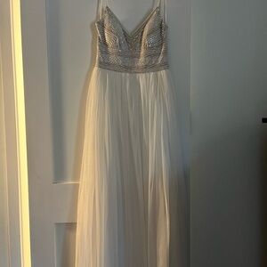 Adrianna Papell Cream Beaded Backless Dress